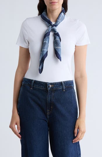 Kurt Geiger London Denim Print Large Square Silk Scarf Nordstromrack