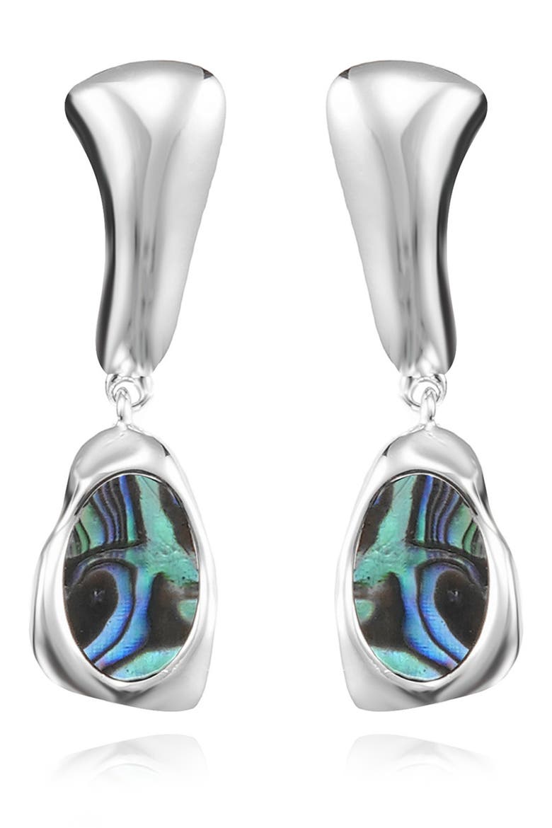 Molten Abalone Drop Earrings, Alternate, color, SILVER