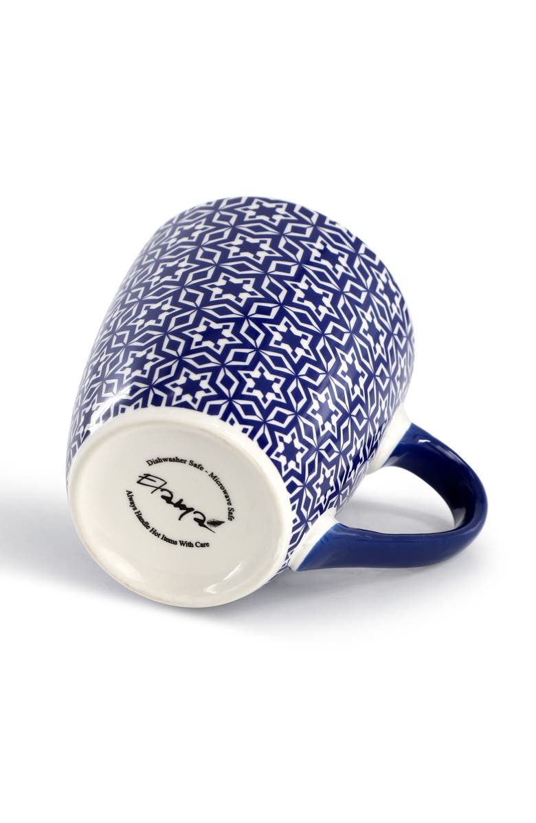 Elama Declan 6 Piece 12 Ounce Assorted Design Stoneware Mug Set, Alternate, color, Blue