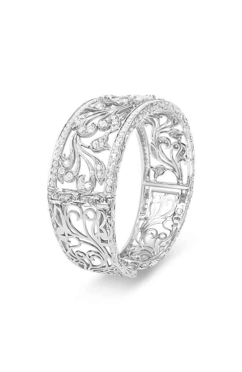 Haus of Brilliance 18K White Gold 3 1/4 Cttw Diamond Openwork Bangle Cuff Bracelet, Alternate, color, White