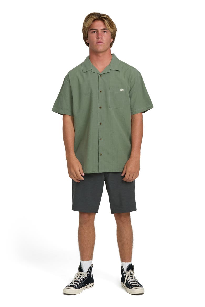 Victoria Vacay Linen Blend Camp Shirt, Alternate, color, GRANITE GREEN
