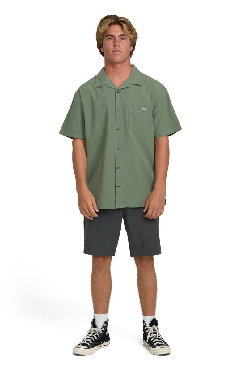 Billabong Victoria Vacay Linen Blend Camp Shirt, Alternate, color, Granite Green