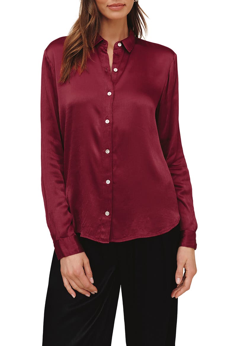 Long Sleeve Clean Button-Up Shirt, Main, color, BORDEAUX