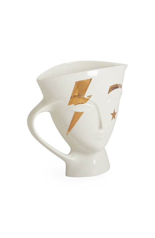 Jonathan Adler Gilded Giulette Pitcher In White/gold