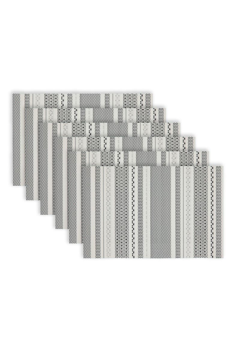 Set of 6 Vinyl Placemats, Alternate, color, AZTEC DESIGN GLITTER BLACK