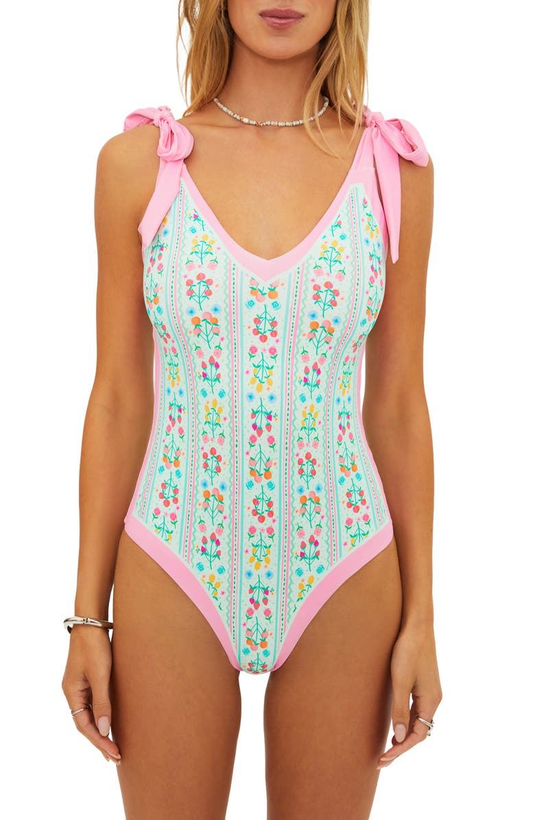 Beach Riot Akira Floral One-Piece Swimsuit, Main, color, Fruit Blooms