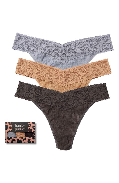 Assorted 3-Pack Lace Original Rise Thongs