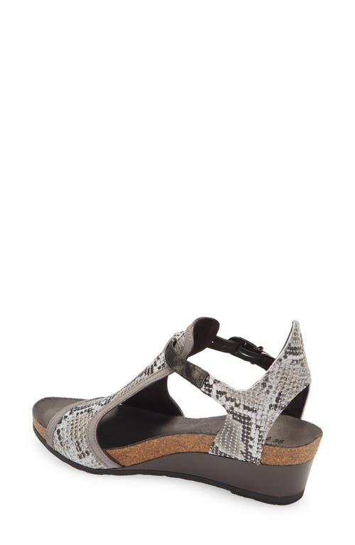 Naot Fiona Wedge Sandal In Grey Cobra Print Leather