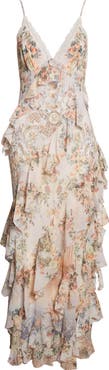 Camilla Floral Ruffle Silk Slipdress