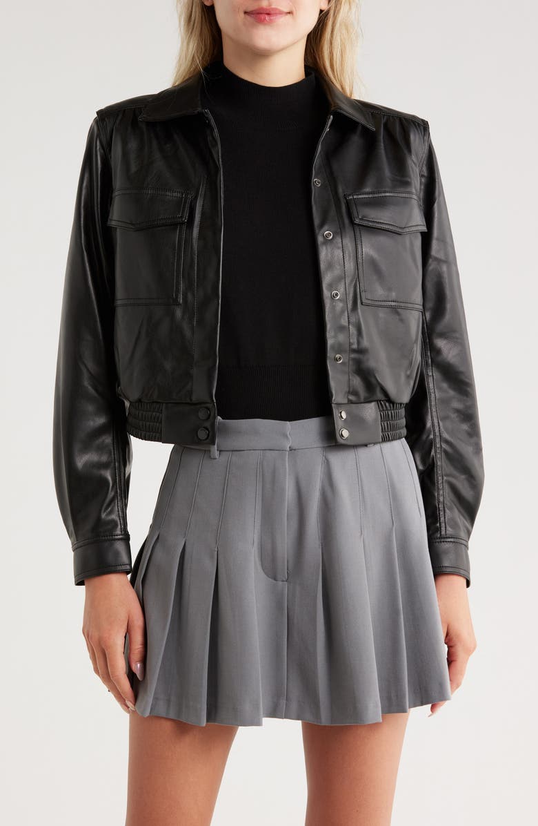 JASON WU Flap Patch Pocket Faux Leather Jacket, Main, color, Black