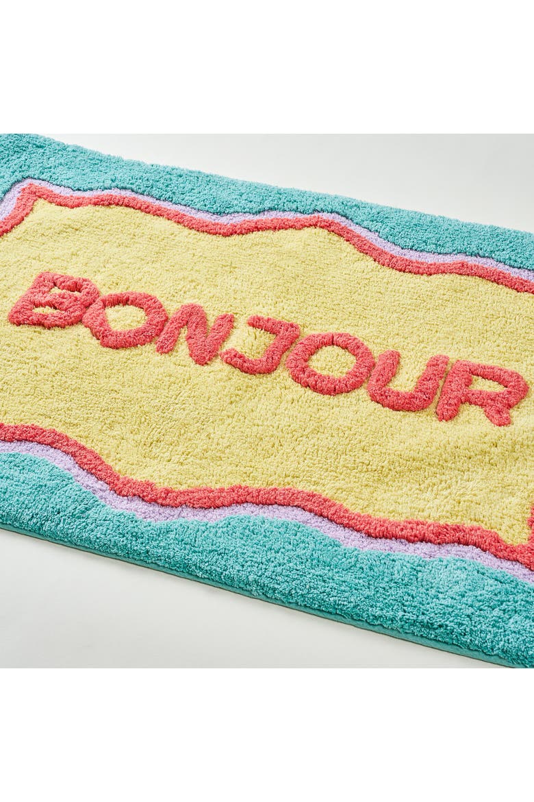 Punjab Bonjour Tasseled 100% Cotton Bath Mat Spa-Inspired, Alternate, color, Yellow - Green