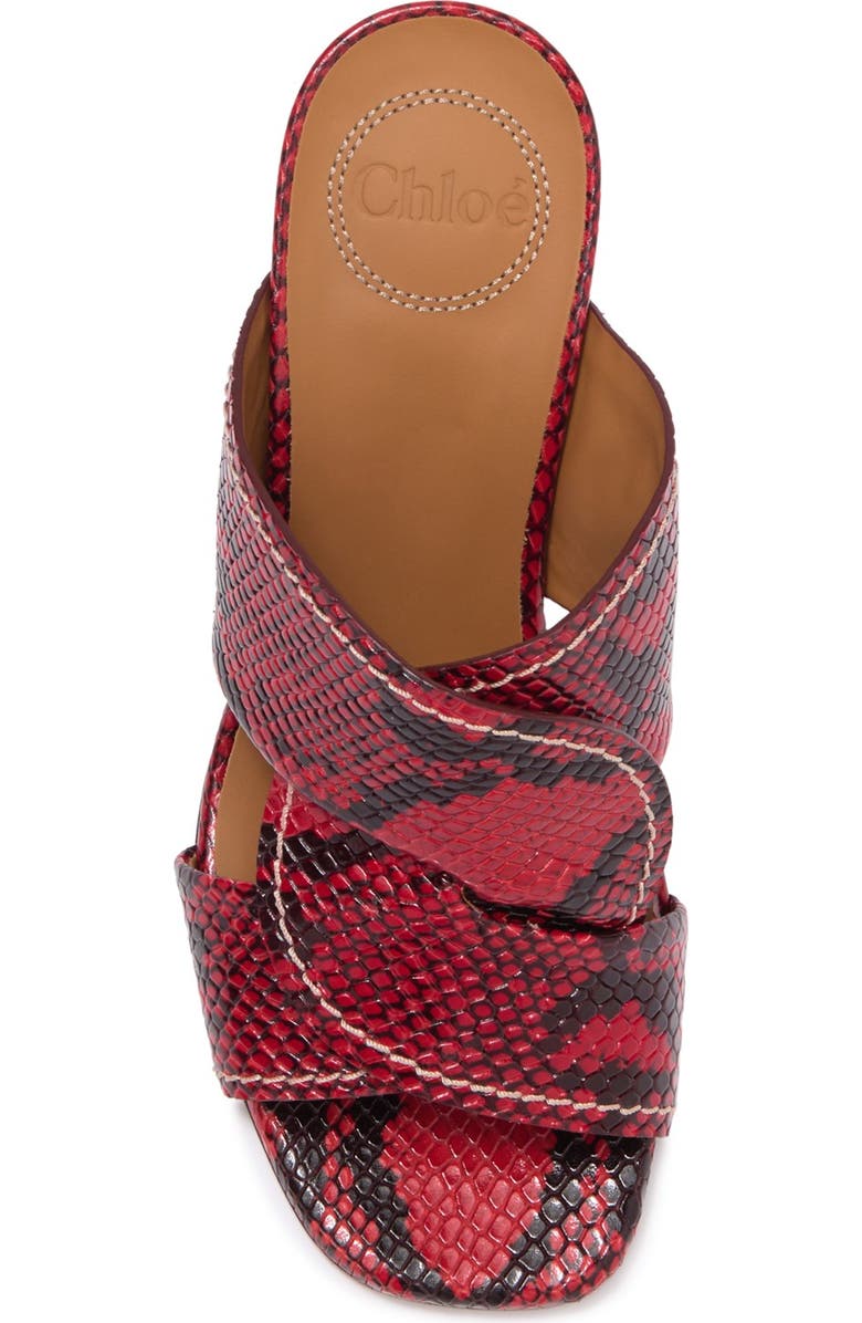 Chloé Candice Snake Embossed Leather Sandal, Alternate, color,