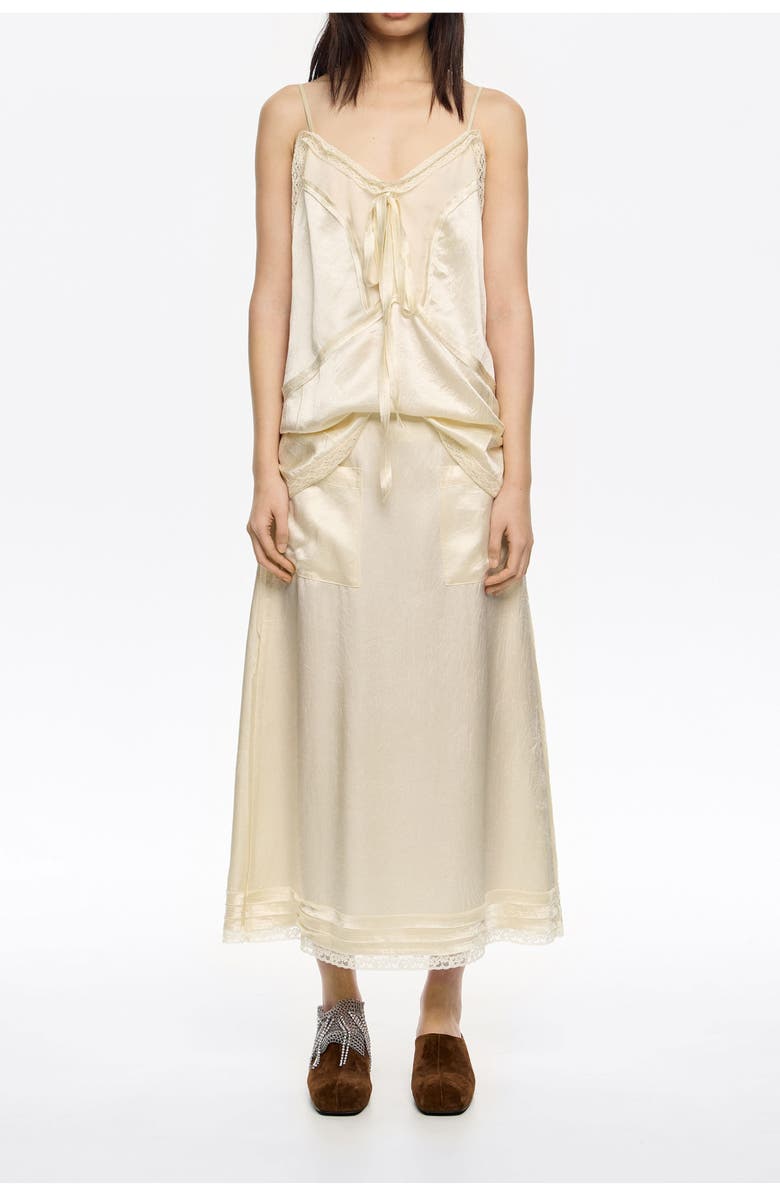 Bimba y Lola A-Line Skirt With Pockets, Main, color, Beige