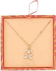 Leith Pavé Cubic Zirconia Teddy Bear Pendant Necklace