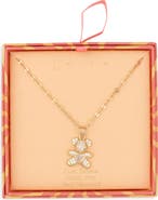 Leith Pavé Cubic Zirconia Teddy Bear Pendant Necklace