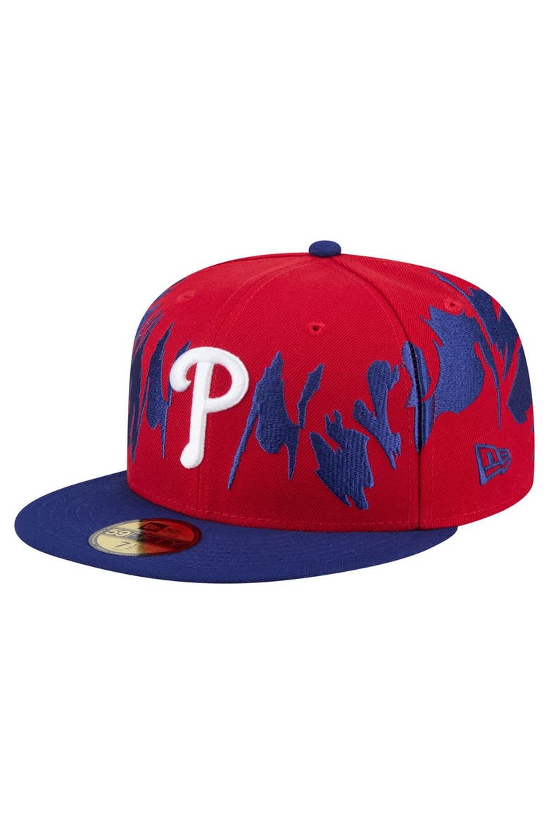 Men's New Era Red/Royal Philadelphia Phillies Retro Pattern 59FIFTY Fitted Hat, Alternate, color, Red