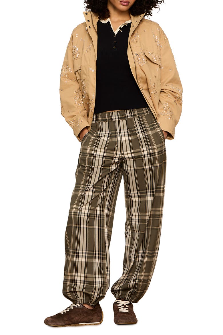 Plaid Micro Balloon Pants, Alternate, color, LINDEN PLAID