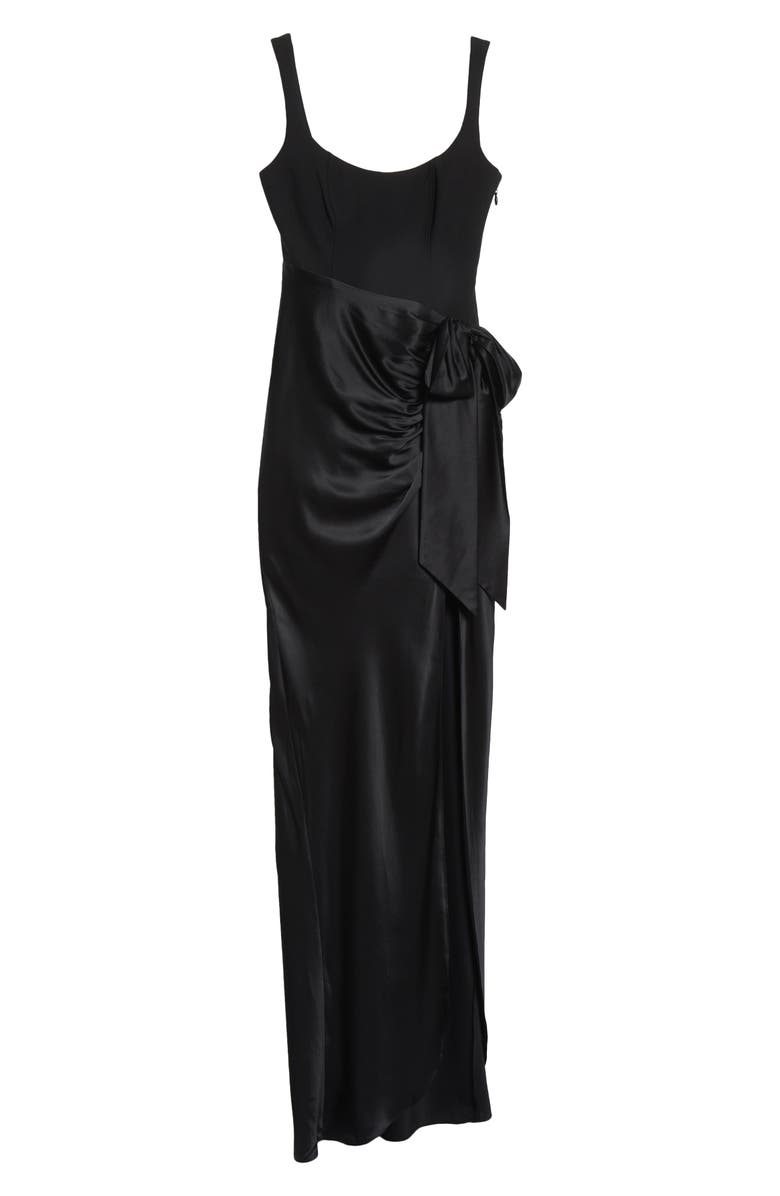 Cinq à Sept Marian Mix Media Side Ruched Gown, Alternate, color, Black