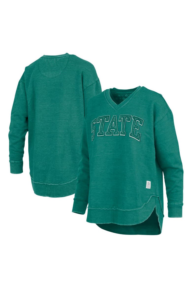 Women's Pressbox  Green Michigan State Spartans Westin Poncho V-Neck Pullover Sweatshirt, Alternate, color, Green