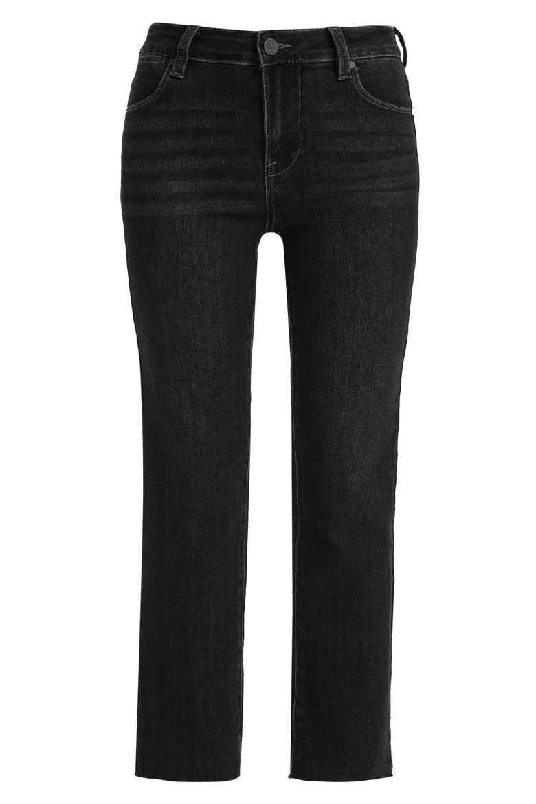 Raw Hem Crop Straight Leg Jeans, Alternate, color, BLACK