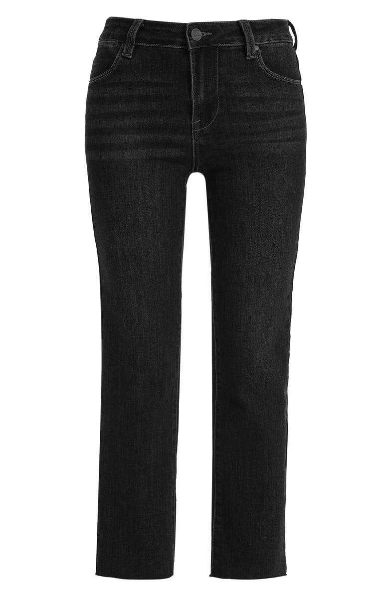 Bayeas Raw Hem Crop Straight Leg Jeans, Alternate, color, Black