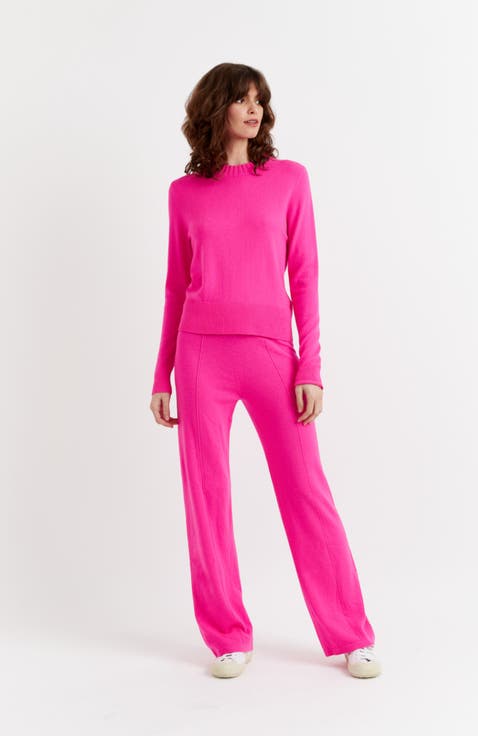 Wool Cashmere Wide Leg Track Pants