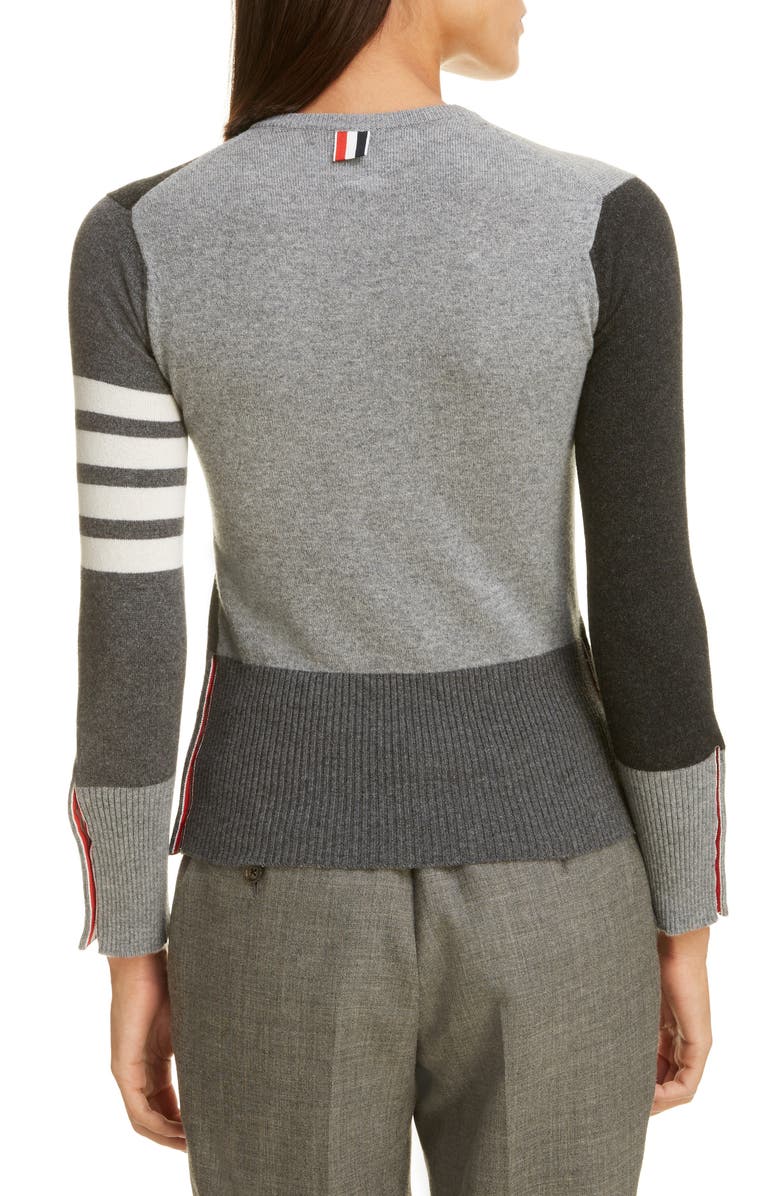 Thom Browne Colorblock Cashmere Cardigan, Alternate, color, 