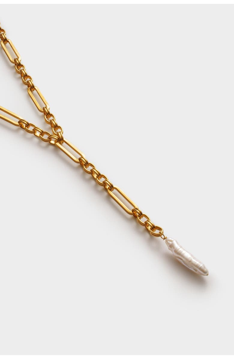 Katie Loxton Allure Waterproof Gold Pearl Lariat Necklace, Alternate, color, Gold