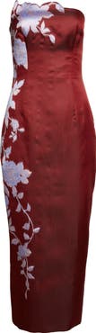 Lela Rose Rose Engineered Brocade Strapless Column Dress