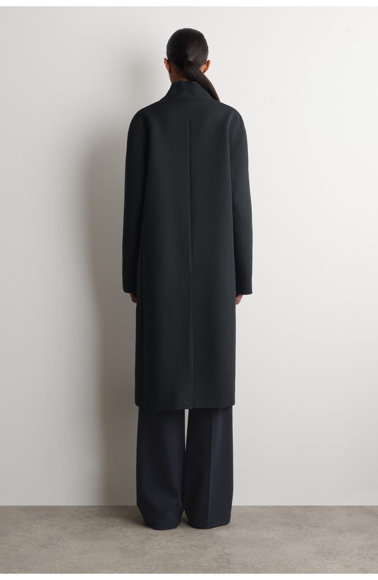 COS Collarless Wool-Twill Coat, Alternate, color, Dark Gray