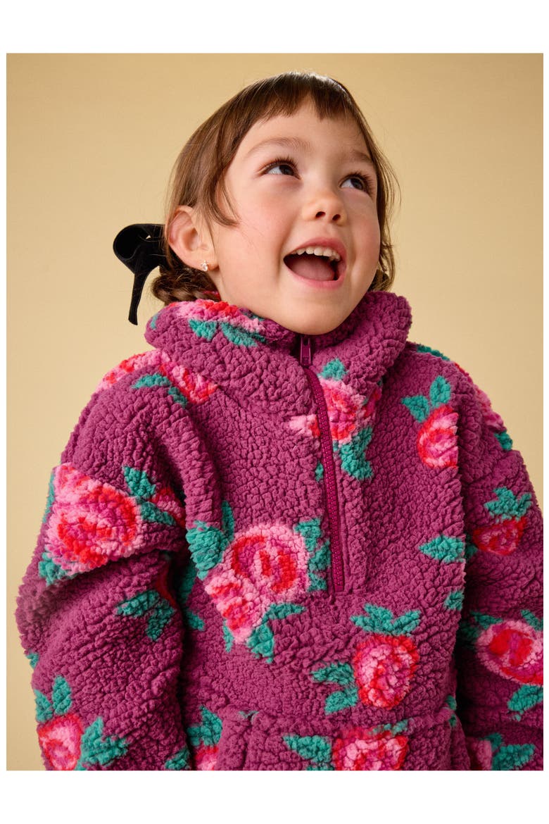 Teddy Fleece Pullover, Alternate, color, Painted Rose