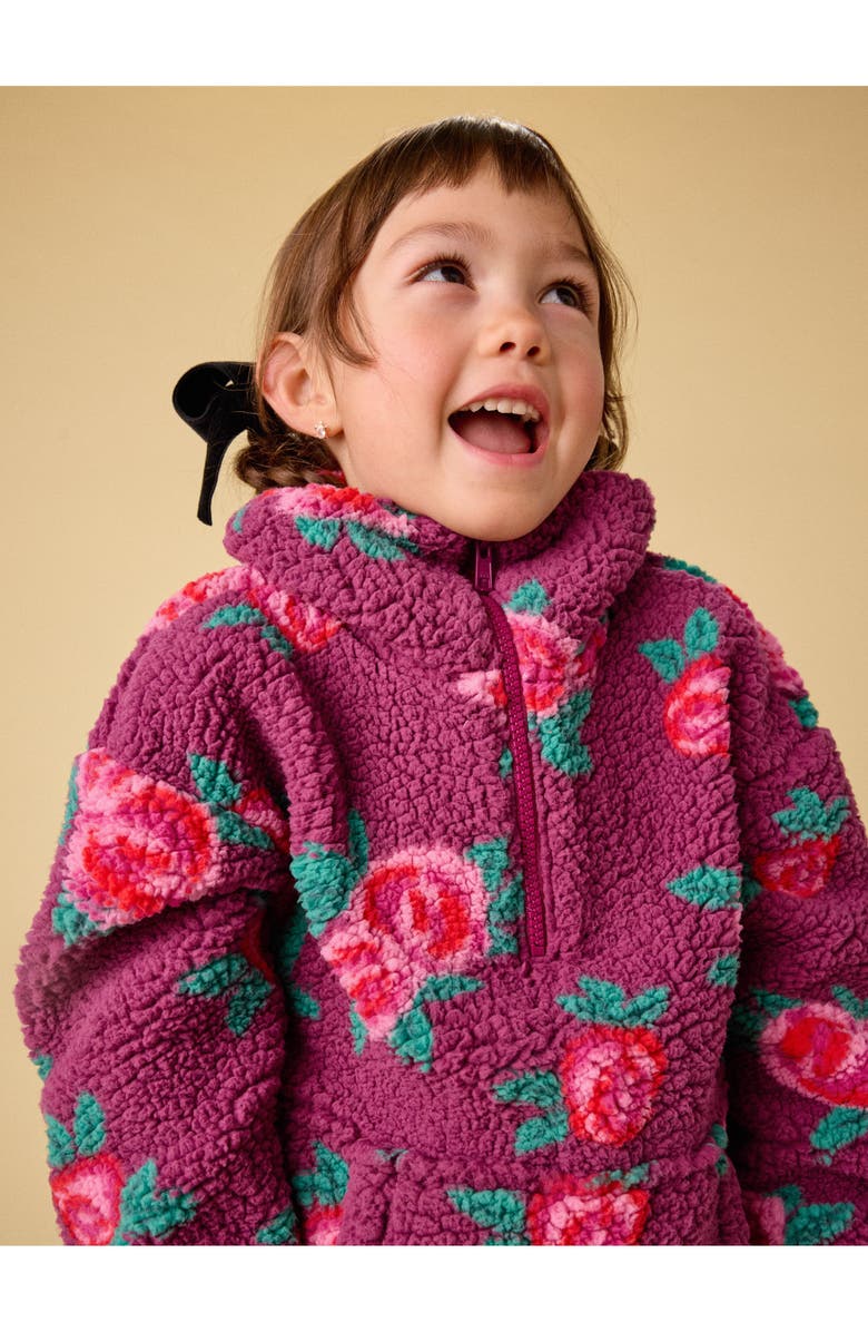 Tea Collection Teddy Fleece Pullover, Alternate, color, Painted Rose