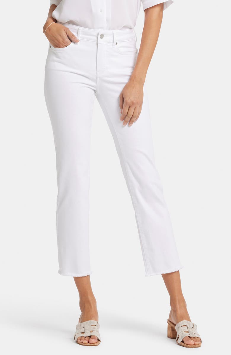 NYDJ Marilyn Frayed Ankle Straight Leg Jeans, Main, color, Optic White