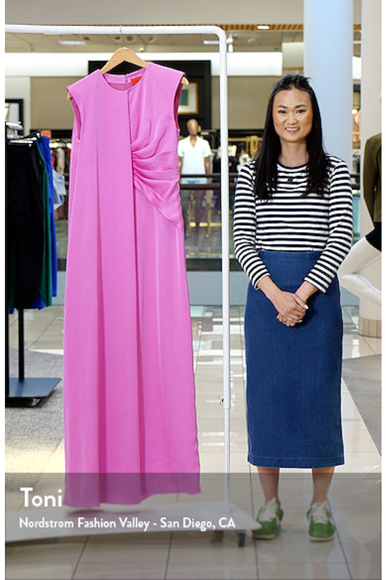 Tara Pleat Drape Satin Gown video