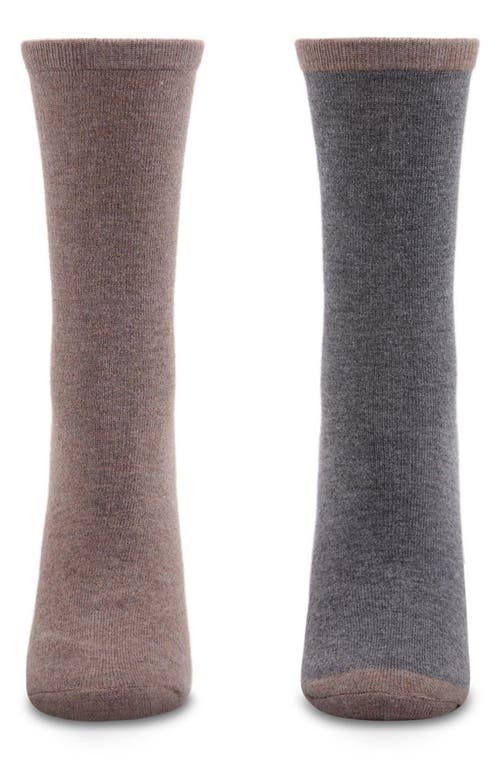 Memoi Assorted 2-pack Crew Socks In Brown