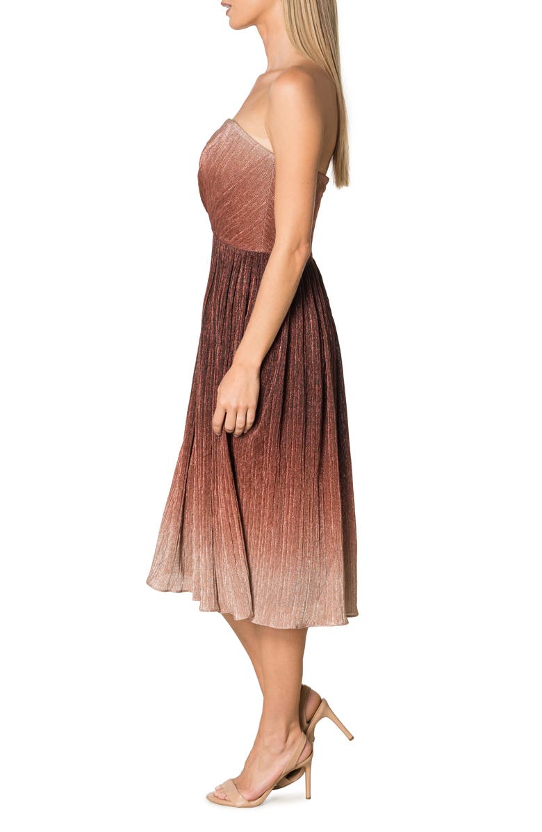 Dress the Population Nadine Ombré Metallic Strapless Fit & Flare Cocktail Dress, Alternate, color,