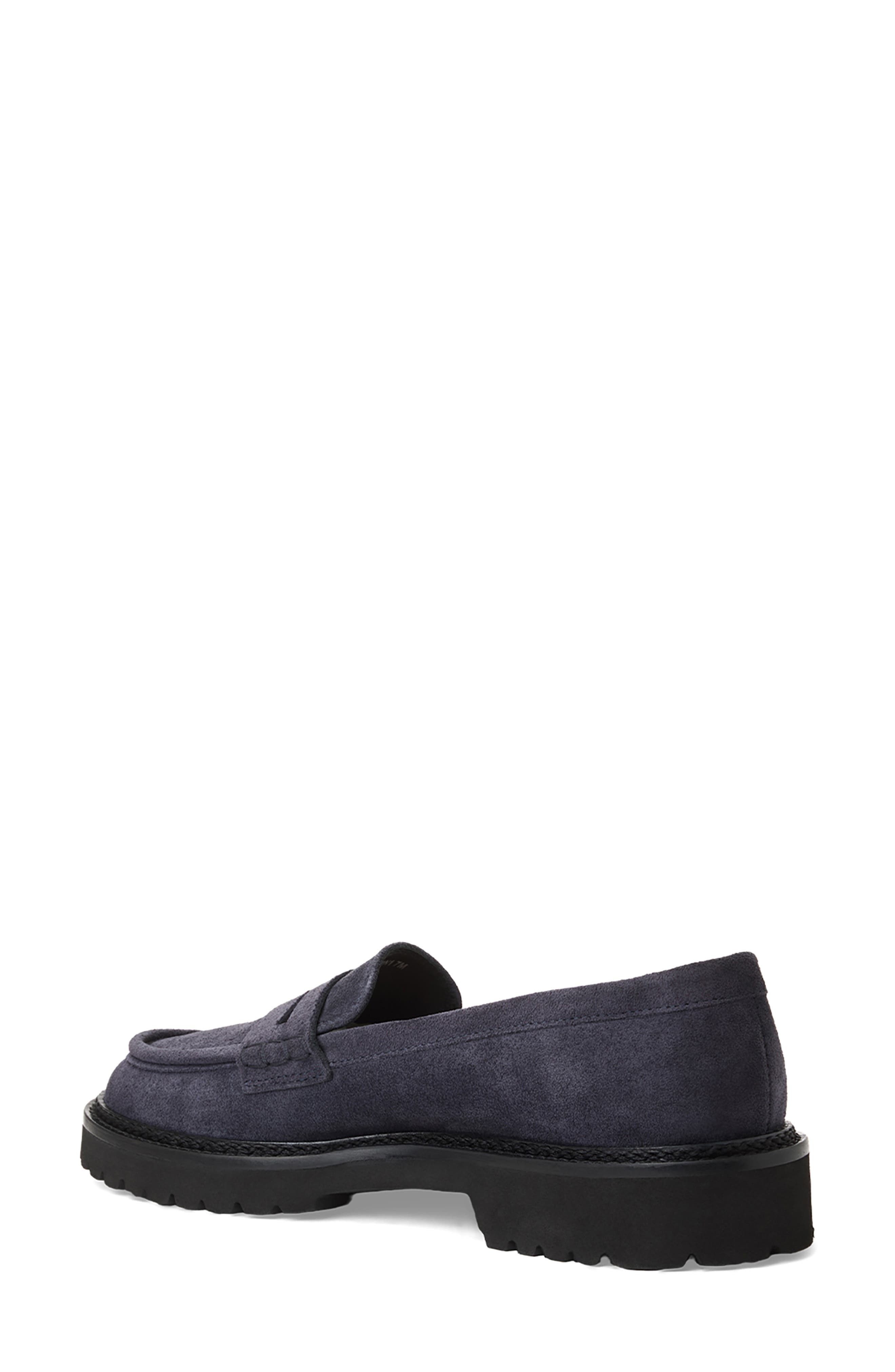 Merry Waterproof Lug Sole Penny Loafer, Alternate, color, NAVY SUEDE