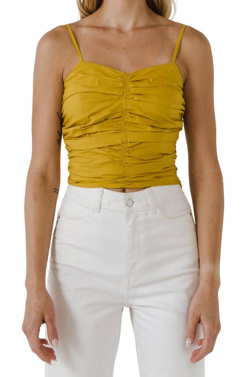 Shirred Cotton Tank Top