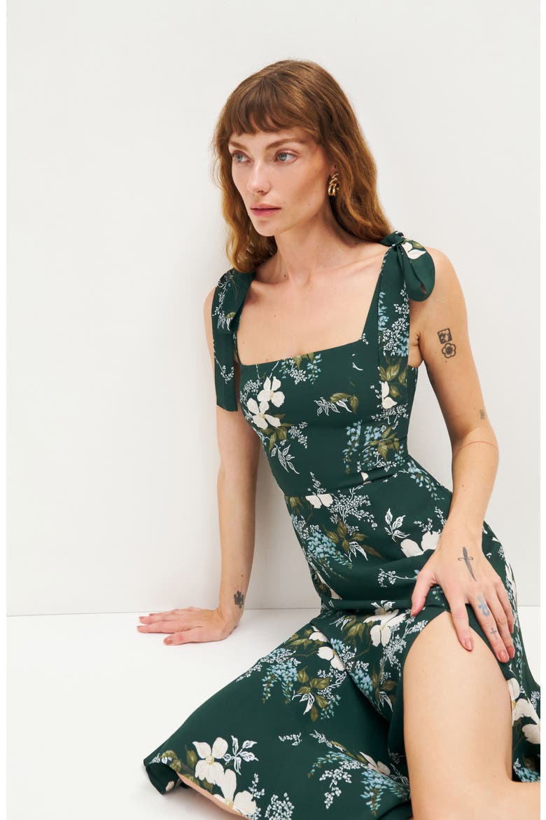Twilight Floral Tie Shoulder Midi Dress, Alternate, color, PORTIA
