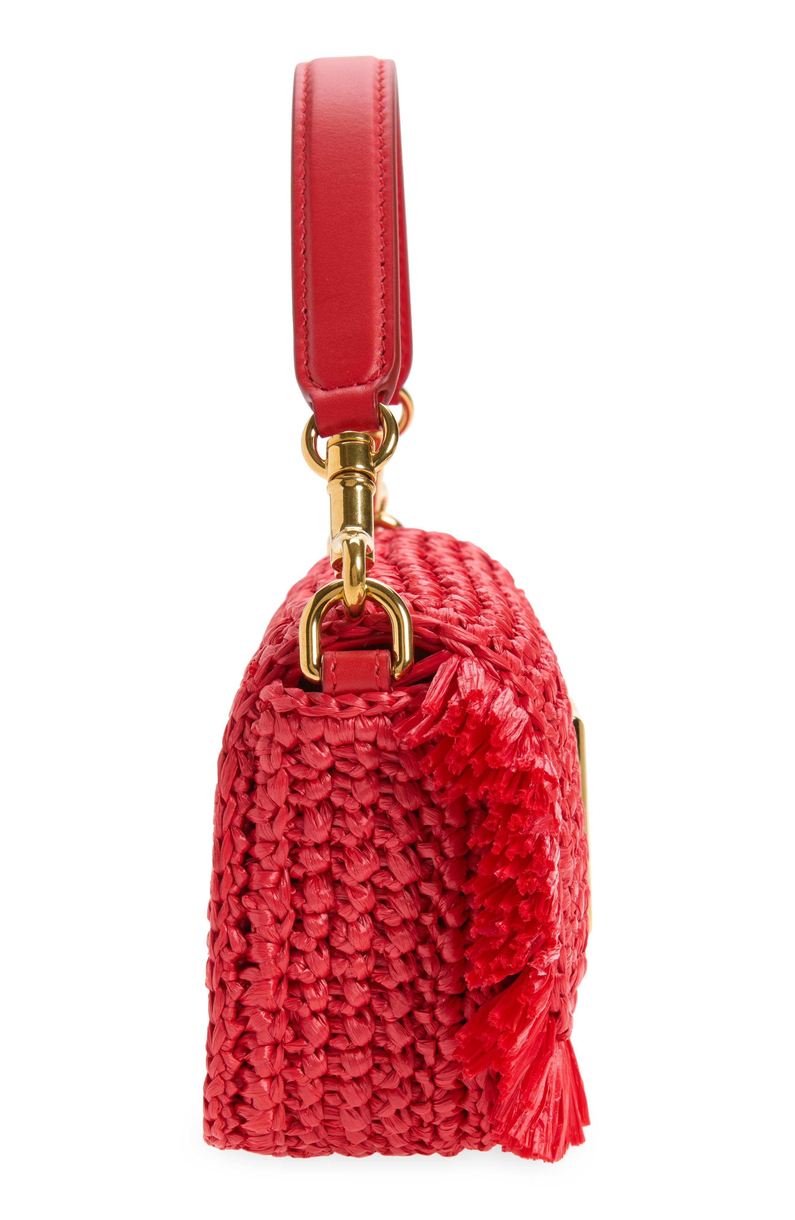 Faux Raffia Shoulder Bag, Alternate, color, 87124 ROSSO PAPAVERO