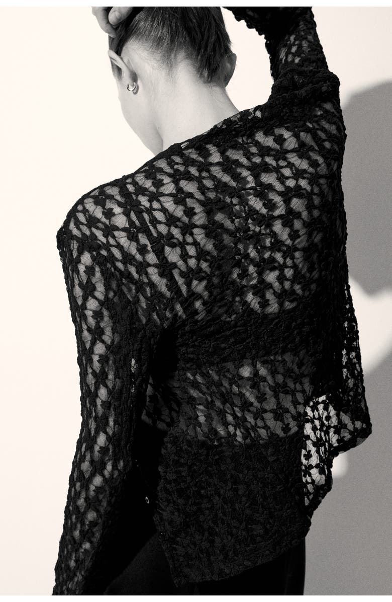 H&M Lace-look cardigan, Alternate, color, Black