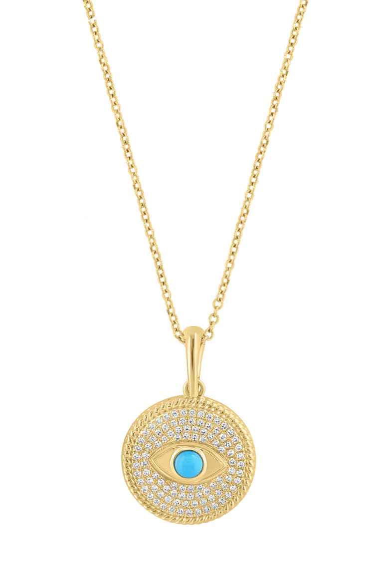 Evil Eye Goldtone Plated Pendant Necklace, Main, color, BLUE