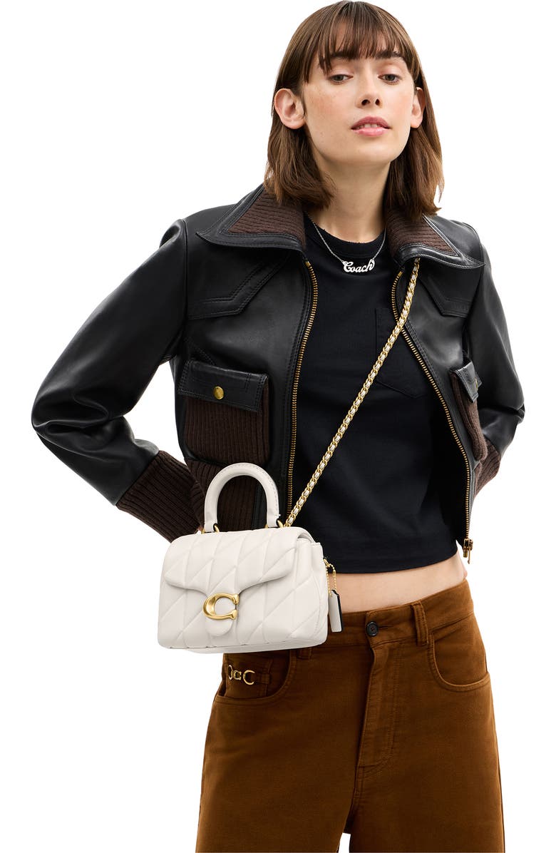 COACH Tabby Quilted Leather Convertible Top Handle Bag, Alternate, color, Chalk