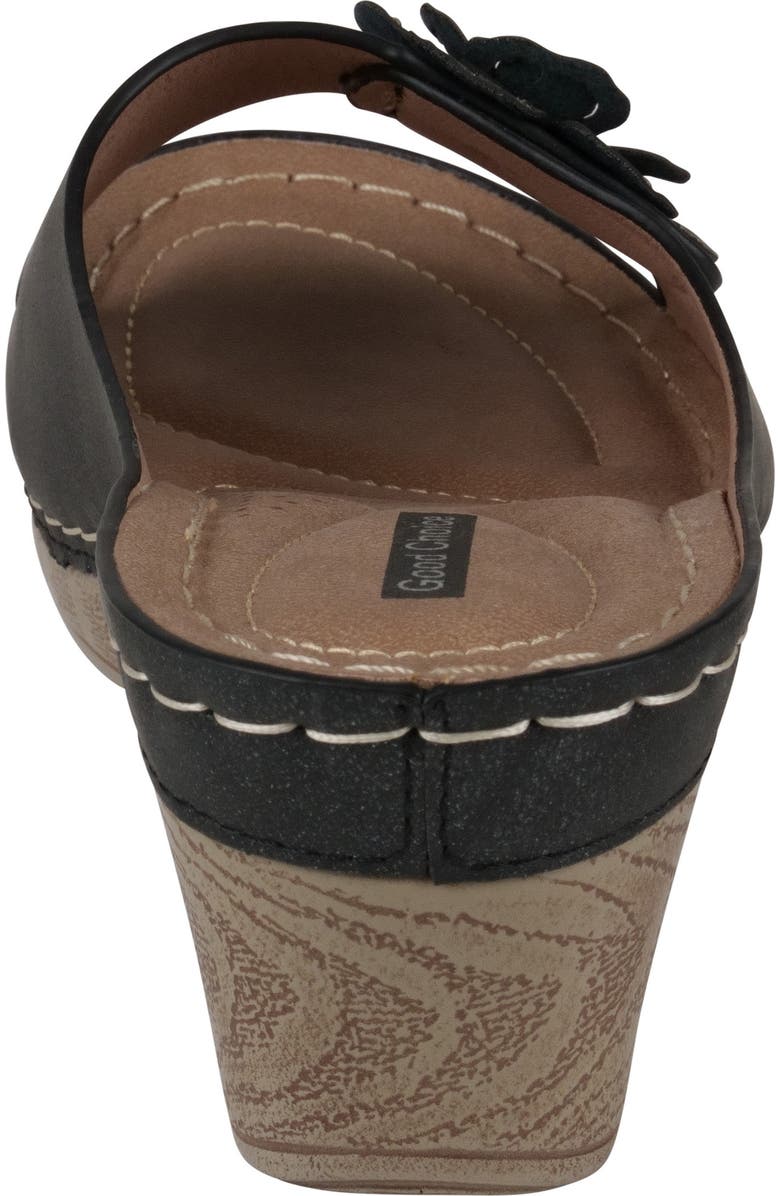 GC SHOES Naples Flower Wedge Sandal, Alternate, color, Black