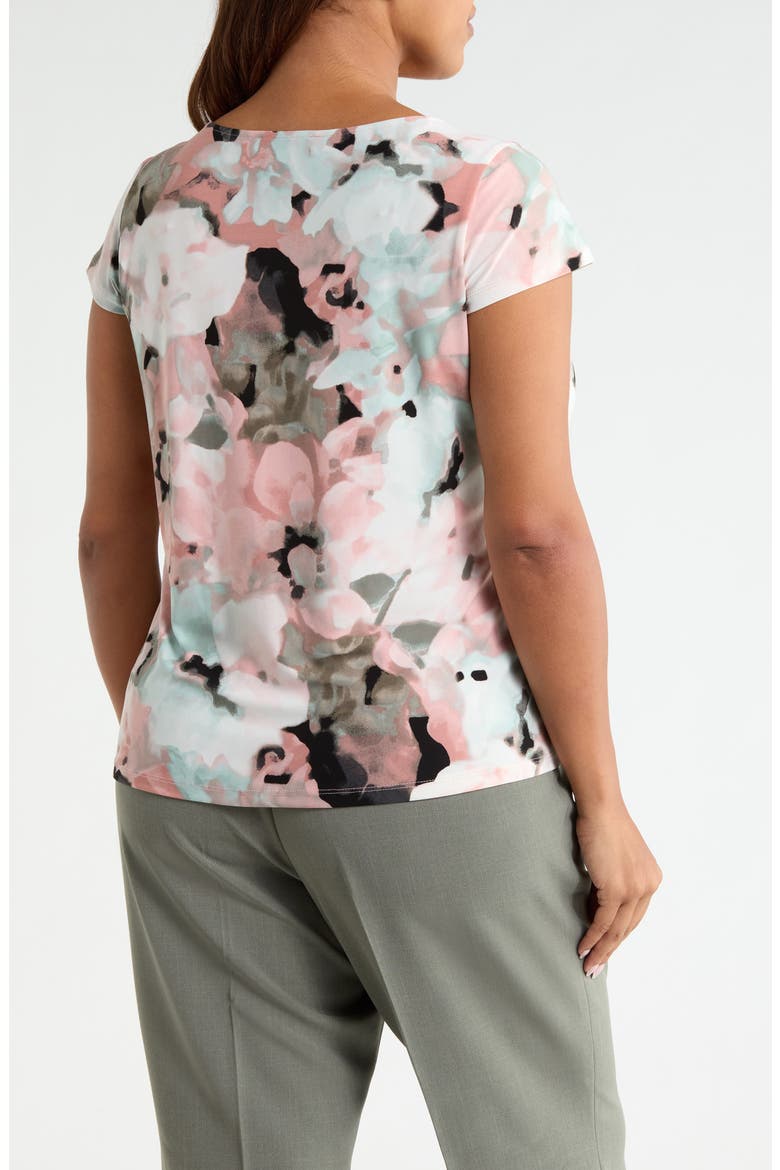 Blurred Floral Print Cowl Neck Top, Alternate, color, TEAROSE MULTI