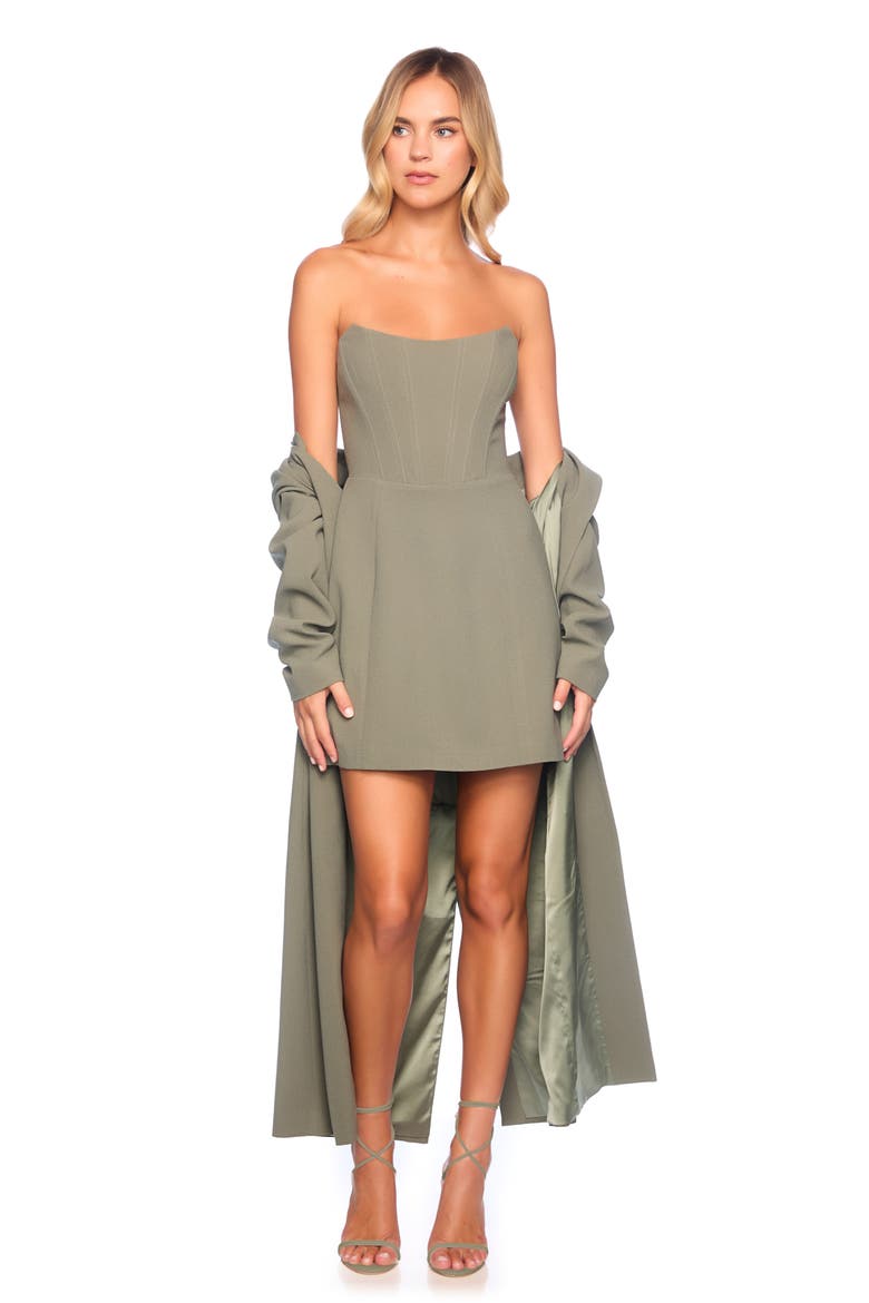 Pebble Strapless Corset Minidress, Alternate, color, SLATE