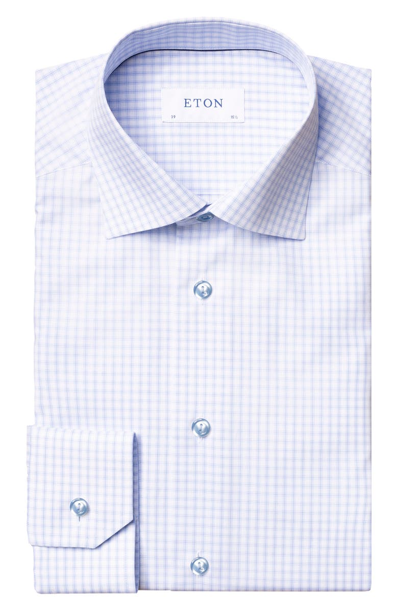 Eton Contemporary Fit Check Dress Shirt, Main, color, 