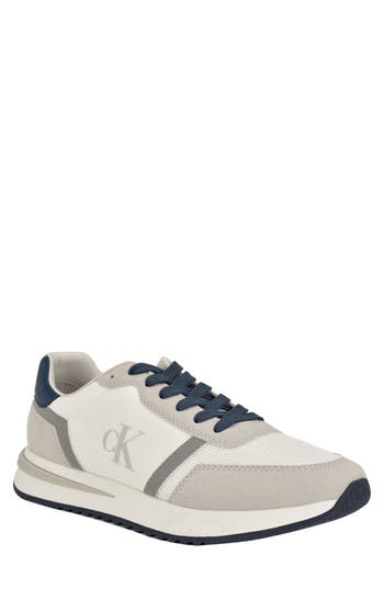 Calvin Klein Men's Men's Picio Monogram Logo Sneaker In Light Grey/white Multi