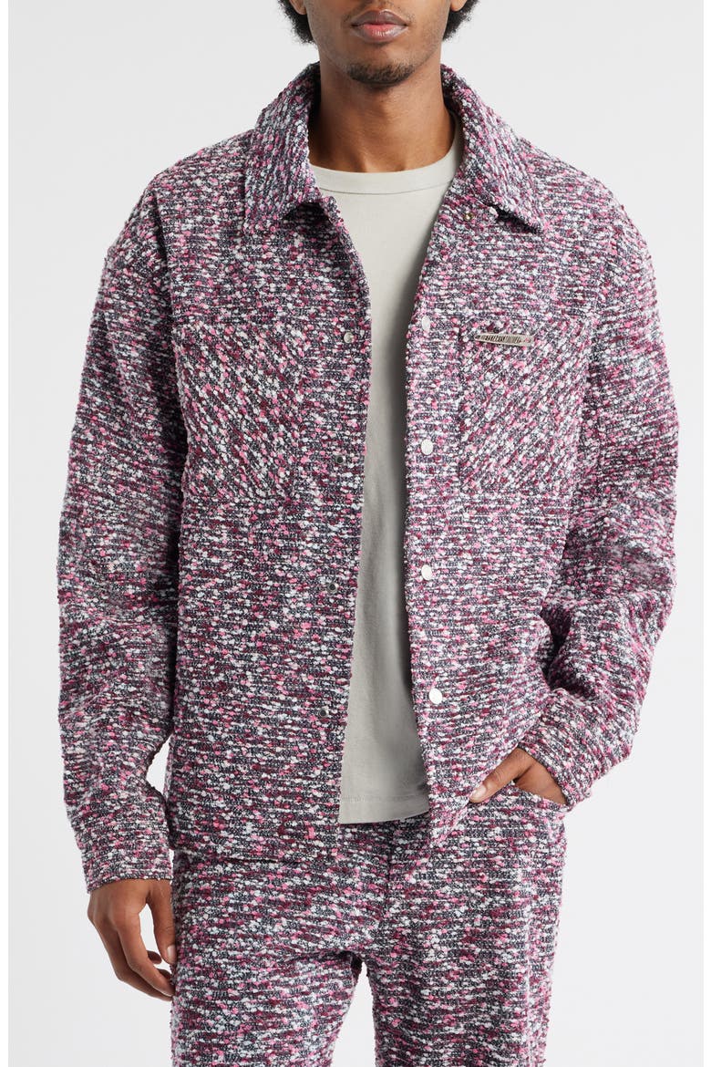 Tweed Snap-Up Jacket, Main, color, PINK MULTI