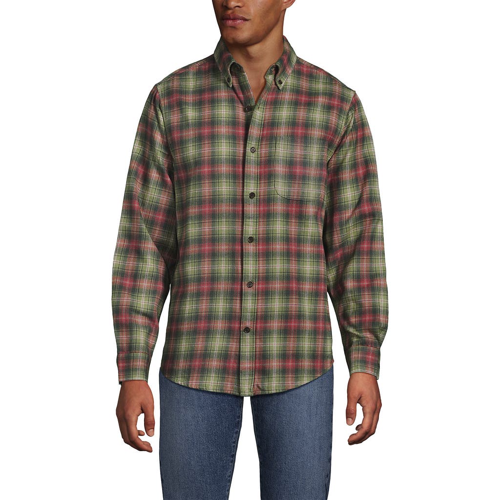Lands' End Traditional Fit Flagship Flannel Shirt In Green